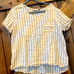 Linen yellow striped top
